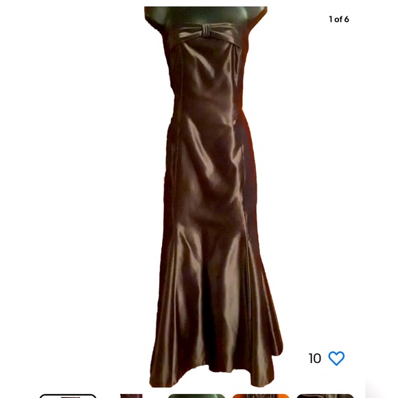 Scott Mcclintock Long Satin Strapless Dress Gown Size 14 - Picture 3 of 6